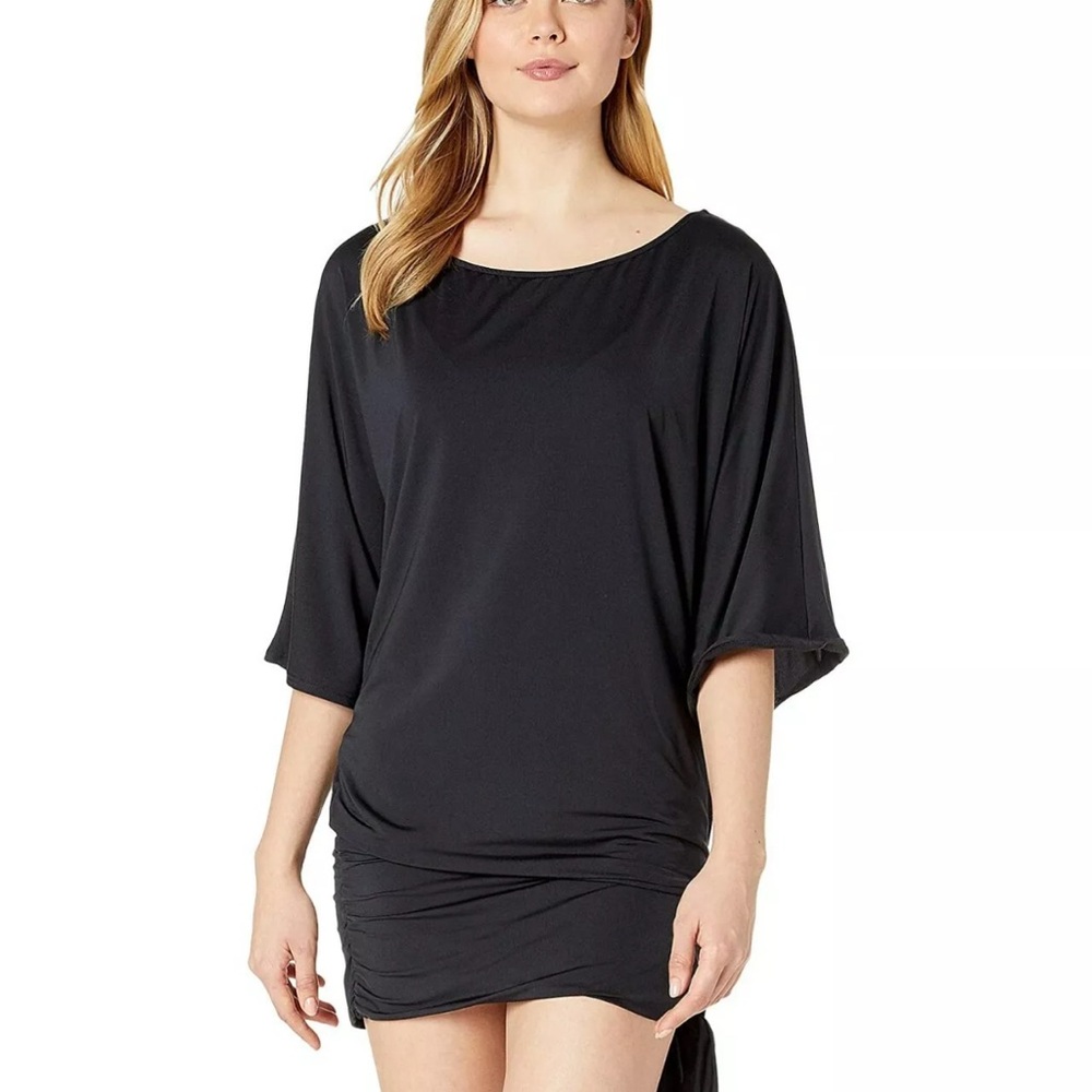 Michael Kors Womens Black Classic Side Tie Cover-Up Size Large